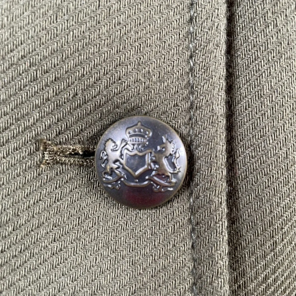Banana Republic Military Double‎ Breasted Peacoat Olive Green Twill Jacket XS